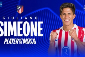 助攻小蜘蛛破门！小西蒙尼当选马竞vs圣吉罗斯全场最佳球员